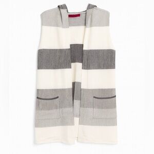 Striped Hooded Vest with Pockets